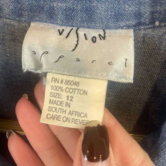 American Vintage 90's denim button up shirt dress 100% Cotton ‎ Size 12 - Picture 8 of 8